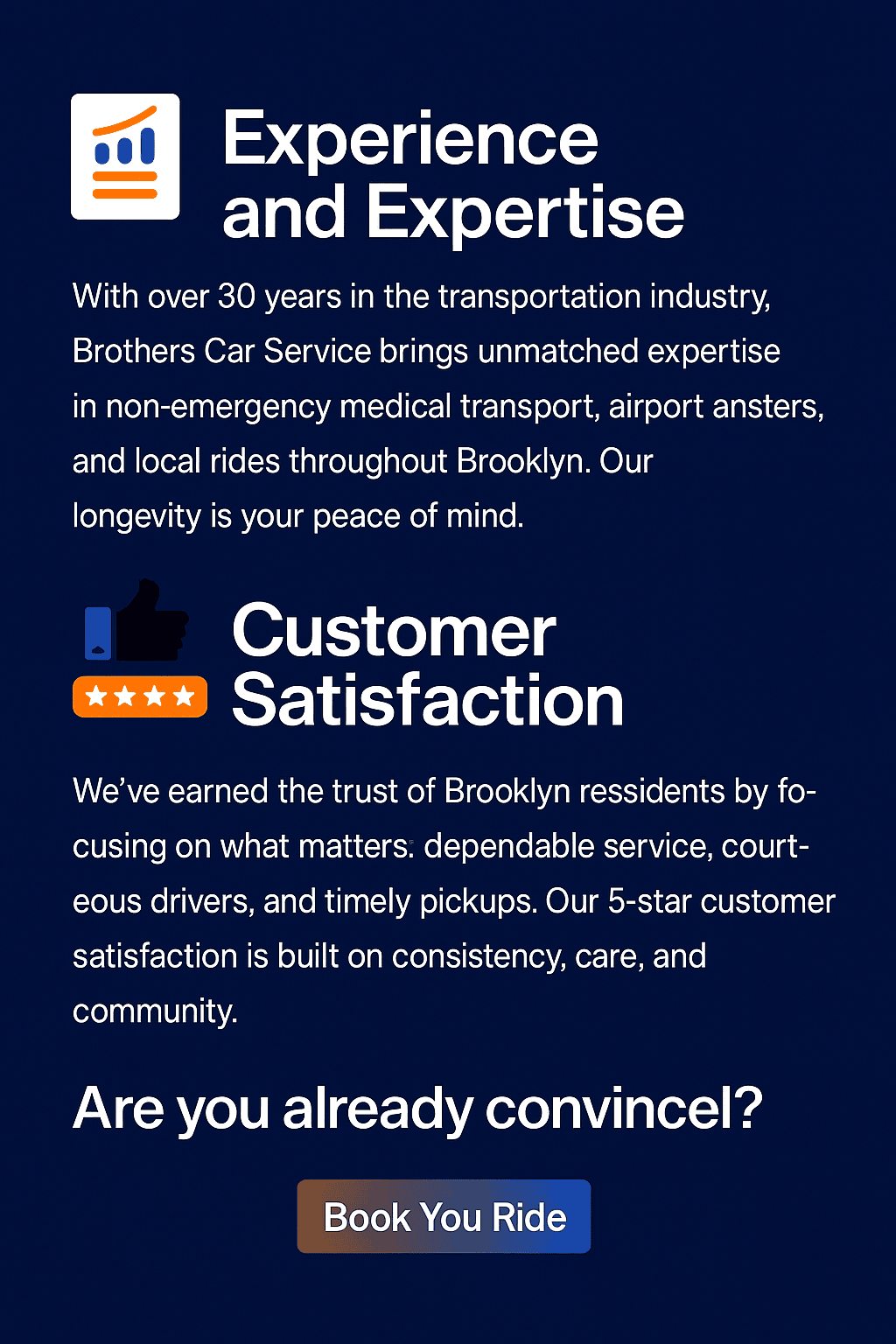 Brothers Car Service – 30+ years of experience, 5-star customer satisfaction, book your ride today.