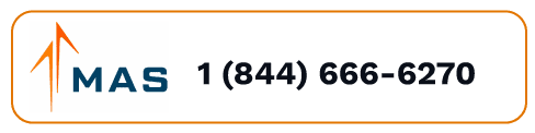 Medical Answering Services (MAS) logo with contact number 1-844-666-6270 for non-emergency medical transportation scheduling in New York.